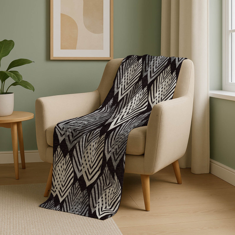 Jeté floral Sherpa ASB744 Addison, Motif floral noir