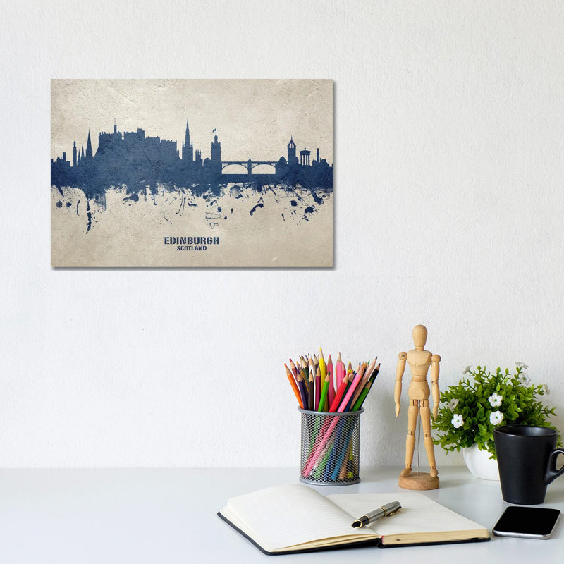 Edinburgh Scotland Skyline Concrete by Michael Tompsett - Wrapped Canvas Gallery-Wrapped Canvas Giclée