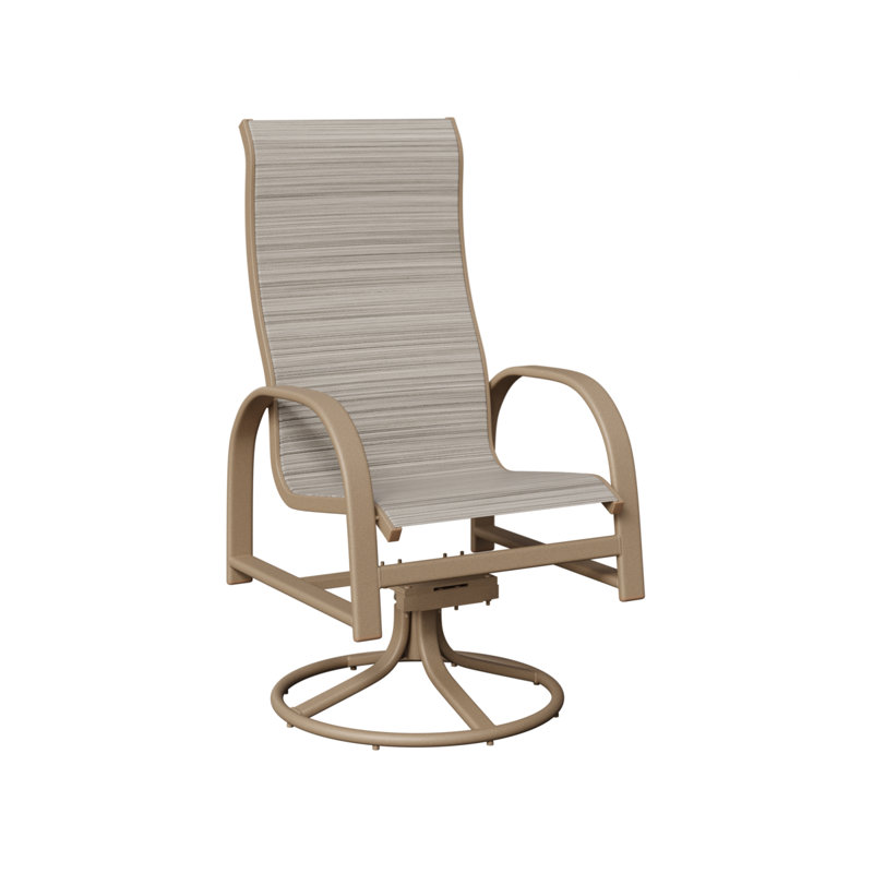 Chaise berçante berçante en aluminium à haut dossier berçant Berlin, Kozo fossile, Chêne veiné de bois