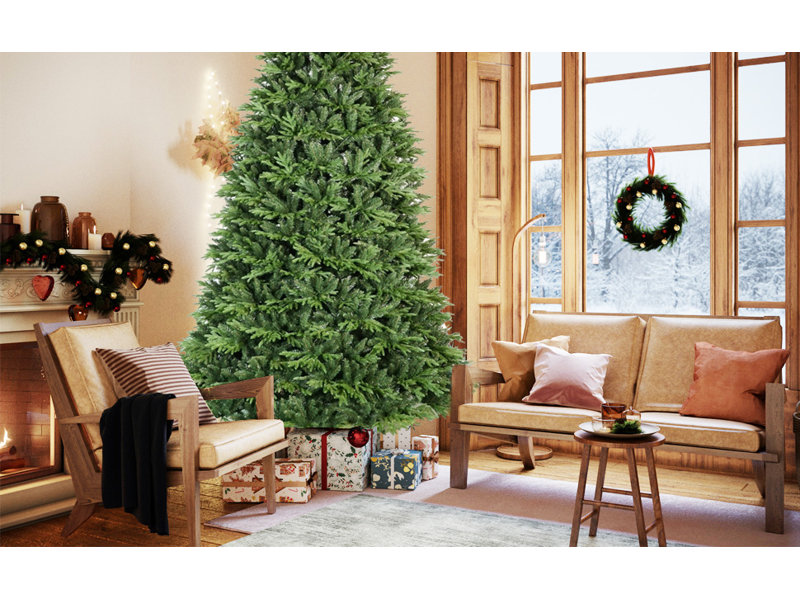 Arbre de Noël artificiel 6,5 pi avec base en métal robuste
