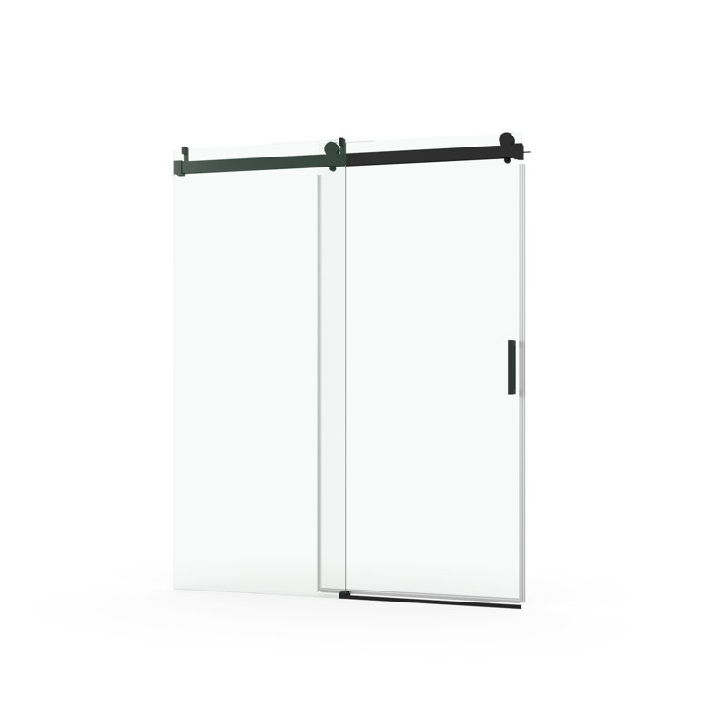 Porte de H 76 po, l 60 po, verre trempé de 1/4 po, noir mat, conception élégante, douche de 55 à 60 po x 76 po, fabrication