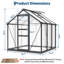 Serre en polycarbonate durable avec cadre en aluminium, évent de toit réglable et porte verrouillable pour utilisation dans le jardin et le patio-126100558