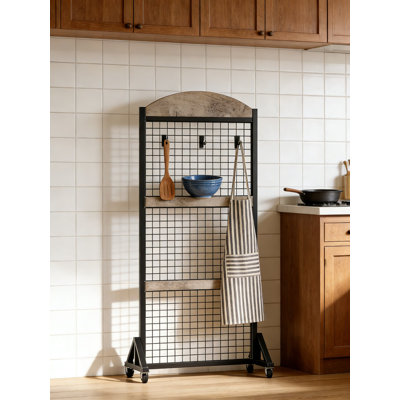 Mobile Grid Wall Display Rack With Wheels - Sturdy Floor Standing Wire Grid Panel Stand With Locking Casters, Includes S-Hooks And Garment Hooks For Retail, Home Storage, And Event Displays