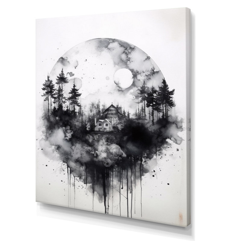 Cabine solitude sur toile, Toile tendue, H 32 po x l 16 po x P 1 po