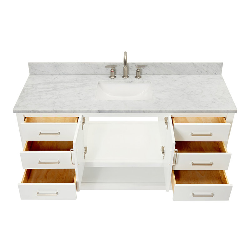 Ensemble de meuble-lavabo simple 61 po Alemanno, Blanc, Rectangular, 61"