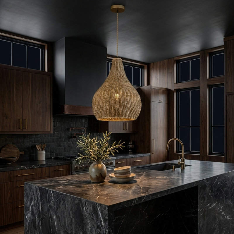 AlmedaCheatham Natural Seagrass Teardrop Rustic Pendant Light
