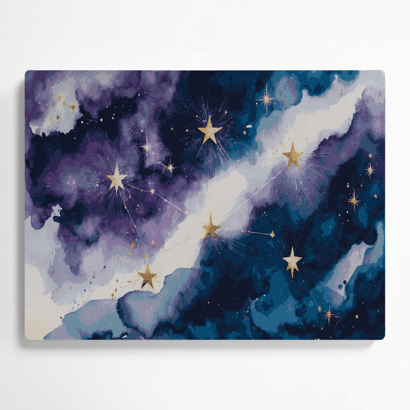 Art mural bleu en métal Space Cassiopeia, H 12 po x l 18 po