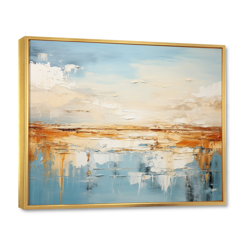 «Sarya Coastal Beach Sand Whispers II», reproduction sur toile, H 24 po x l 32 po x P 1 po, Cadre flottant doré