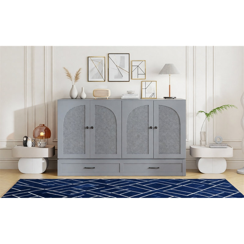 Murphy Bed With Storage Drawers, Gray