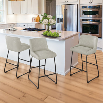 35.8" H Upholstered Counter Stool with Backrest