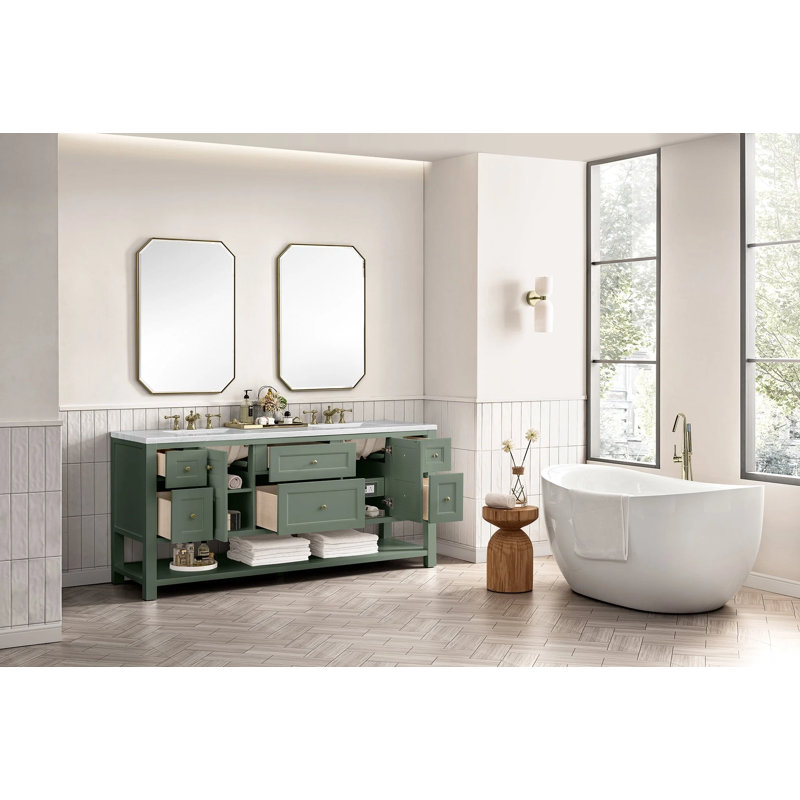 Breckenridge 72'' W Double Bathroom Vanity Base, Smokey Celadon