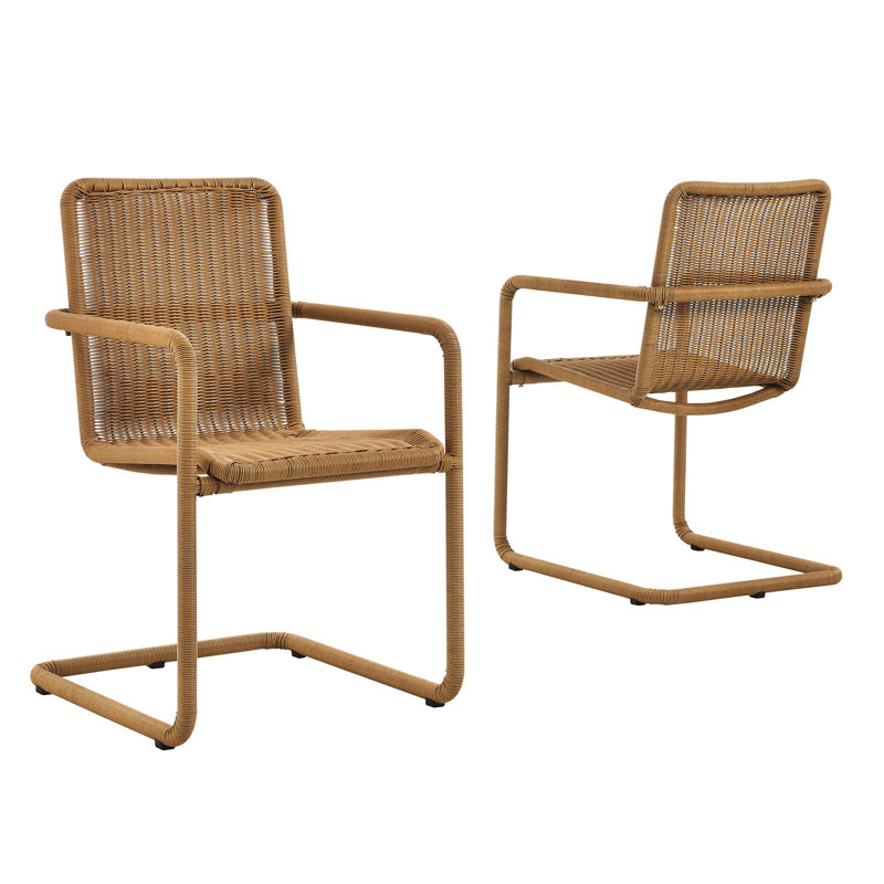 Ensemble de 2 chaises de salle à manger d'extérieur en osier Abacus, Naturel / naturel