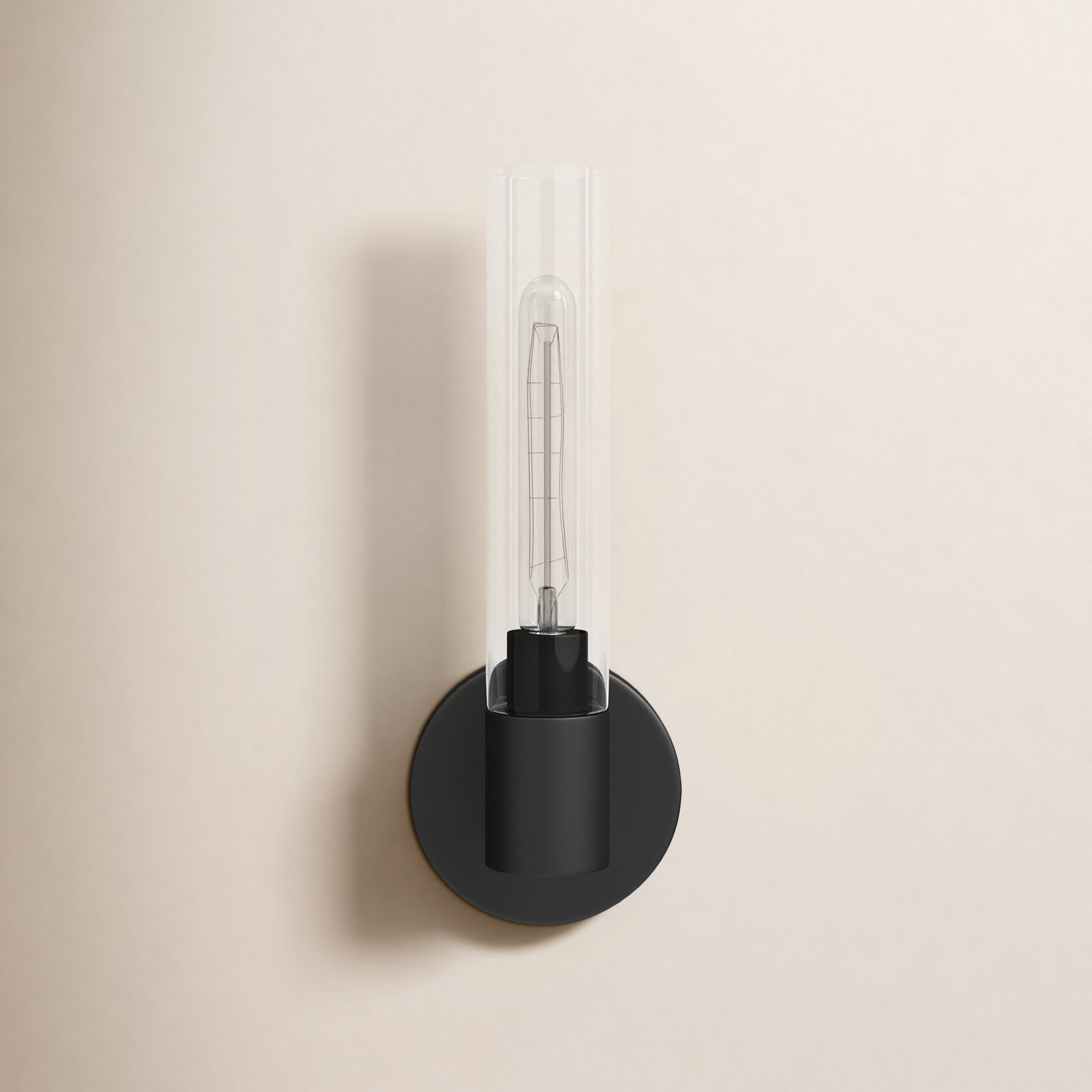 Single Transparent Dimmable Bath Sconce, Black