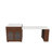 80-inch Expandable Kitchen Island with Dining Table, Marble-Grain Countertop with Power Outlet, Mobile Storage Cart with Cabinet & 2 Drawers, Walnut Finish Kitchen Prep Table