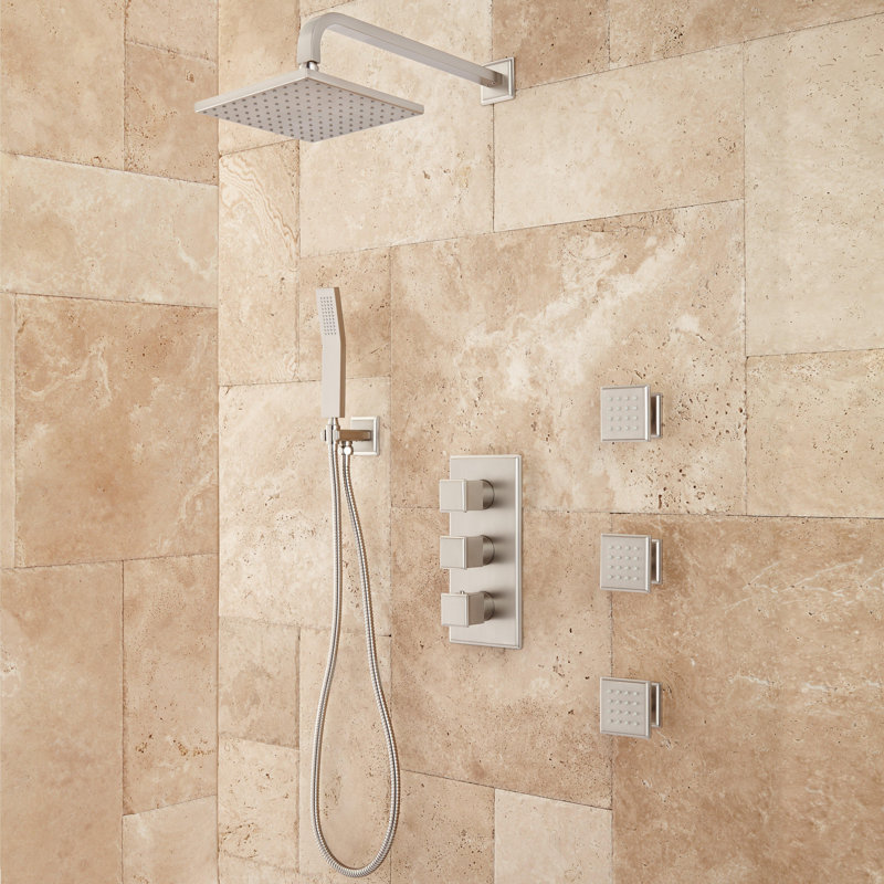 Système de douche complet avec valve brute Ryle, Nickel brossé