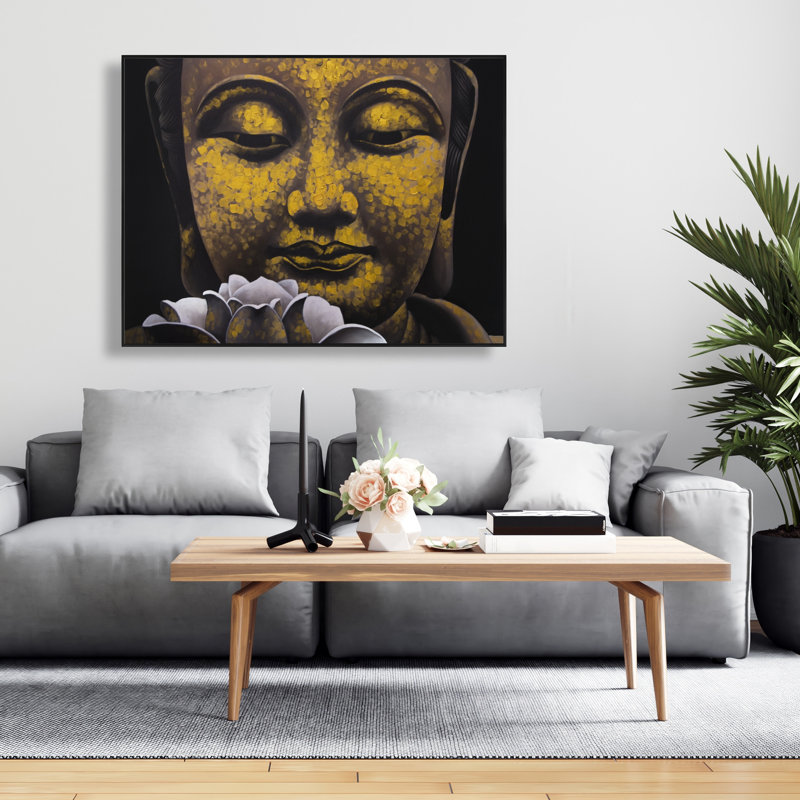 Sourire éternel de Bouddha et de lotus - Toile encadrée