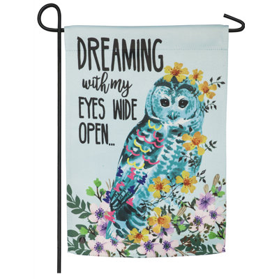 Dreaming hibou suède en polyester 18 po x 13 po drapeau de jardin
