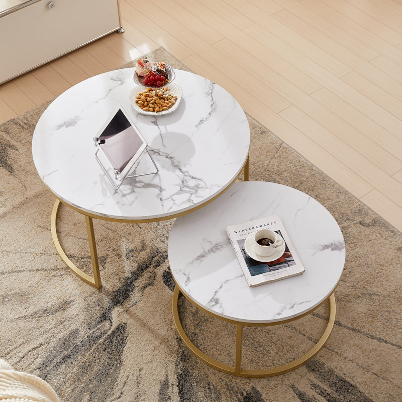Jaquaya Frame Coffee Table, Gold, White