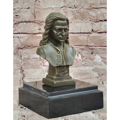 Johann Sebastian Bach Bronze Sculpture on Marble Base