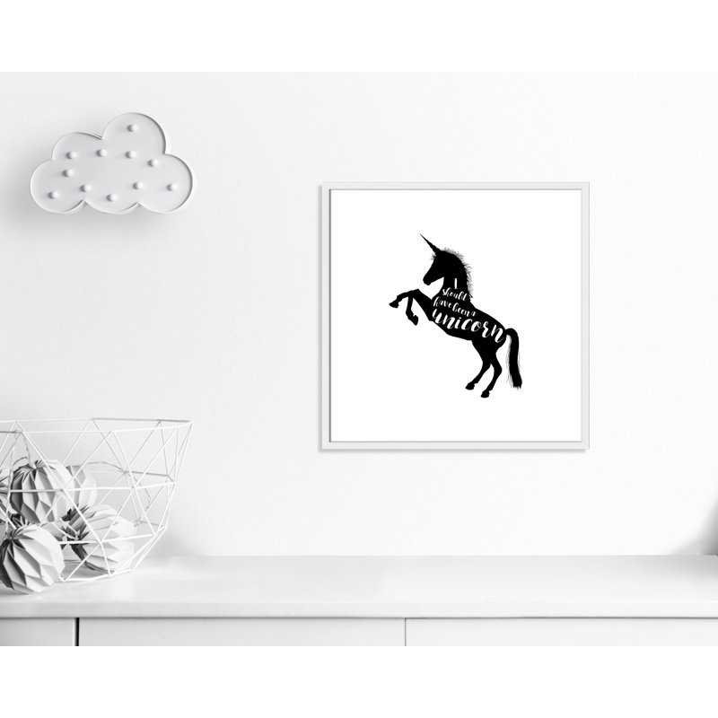 «Aurait dû être une licorne», art encadré, H 26,5 po x l 26,5 po x P 1,18 po, Cadre blanc