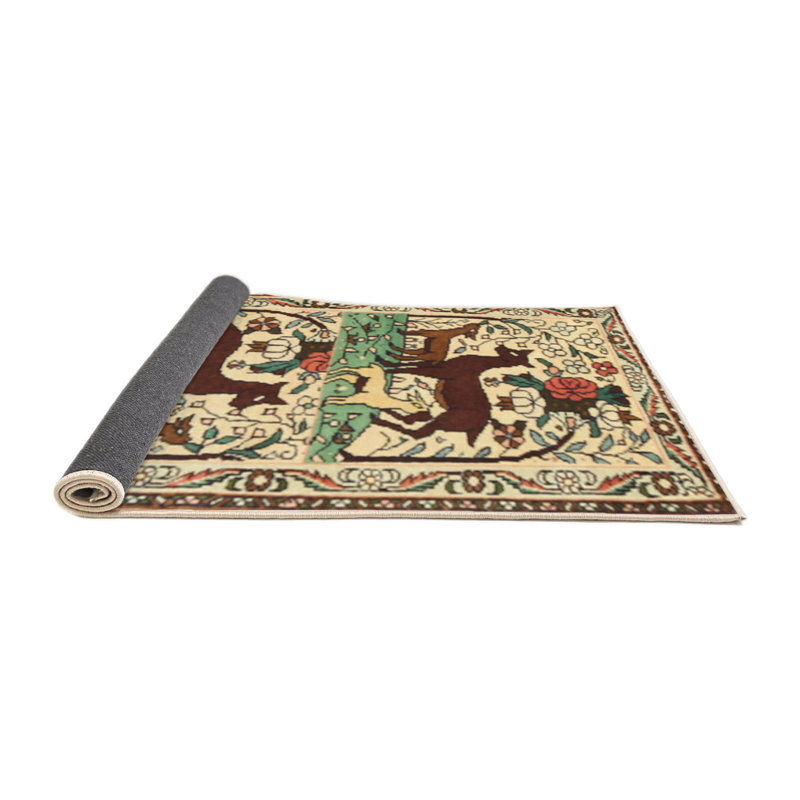 Beige/brun/vert/Tapis décoratif, Rond 8 pi
