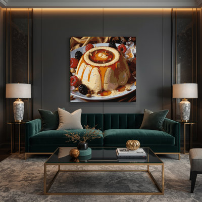 Desserts Semolina pudding Black Canvas Wall Art