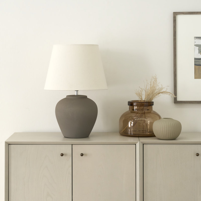 Leisha Ceramic Table Lamp, Beige, Brown