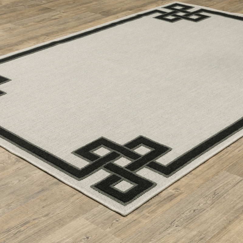 Tapis intérieur beige et noir résistant aux taches 7 pi x 9 pi