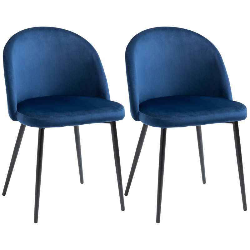 Chaise d'appoint rembourrée en velours noir Doop, Bleu très foncé