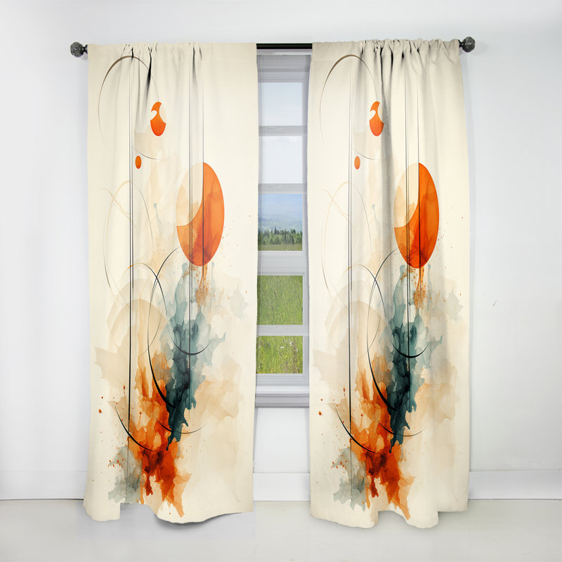 Anjo - Abstract Geometric Room Darkening Curtain - 1 Panels, 52" W x 95" L