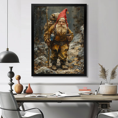 «Red Yellow Autumn Gnome Voyager», impression d'art mural gnome