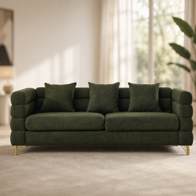 3 Seater Sectional Sofa, Living Room Comfort Fabric Sectional Sofa - Deep Seating Sectional Sofa, Soft Sitting with 3 Pillows