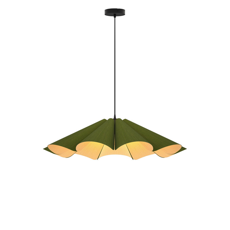 Luminaire suspendu simple 1 lumière Delfina, Vert, H 8,3 po x l 31,5 po x P 31,5 po