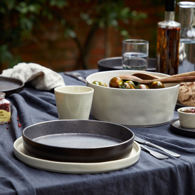 Lagoa Fine Stoneware Pasta Bowl, Metal