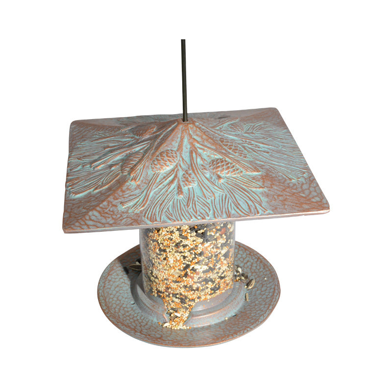 Pinecone Tube Bird Feeder, Copper Verdi