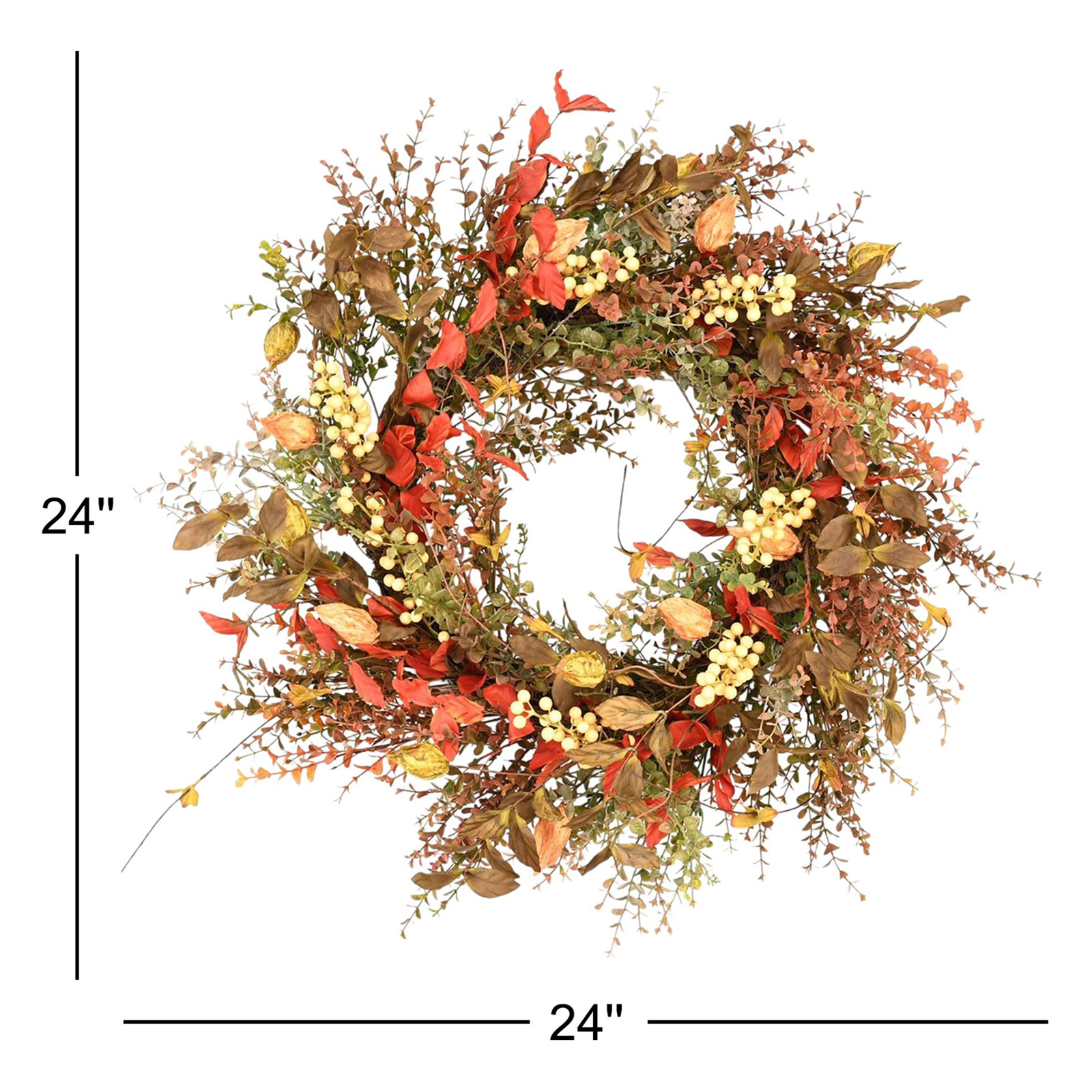 24'' Faux Eucalyptus, Berry Wreath
