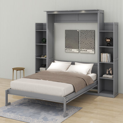 Lit escamotable double avec lumières DEL et tablettes