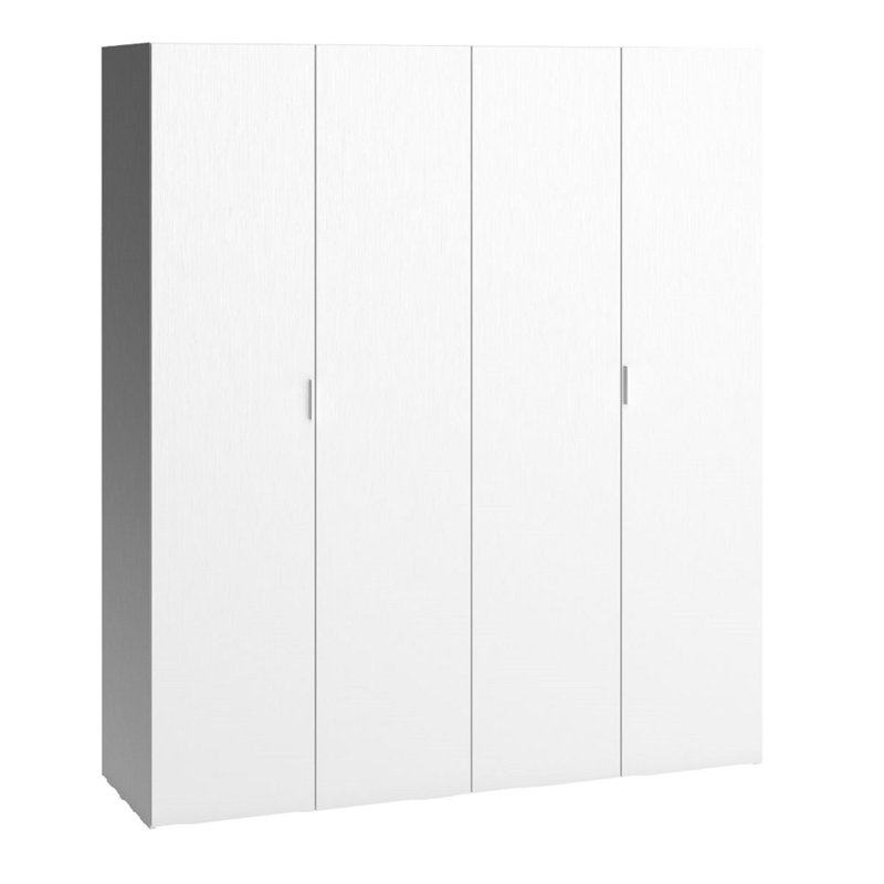 Reba 4 Door Wardrobe, 206cm H x 180cm W x 57cm D, White
