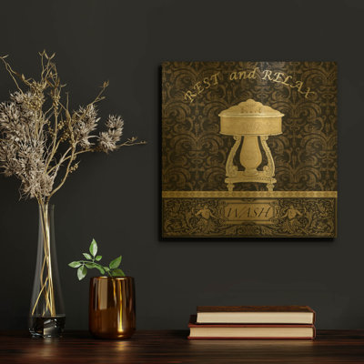 'Sink A' By Jean Plout Gold Metal Wall Art, 12" x 12"