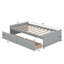 Structure de lit simple avec 2 tiroirs, lit en bois d'hévéa massif avec support en lattes de bois, aucun sommier requis-481031593