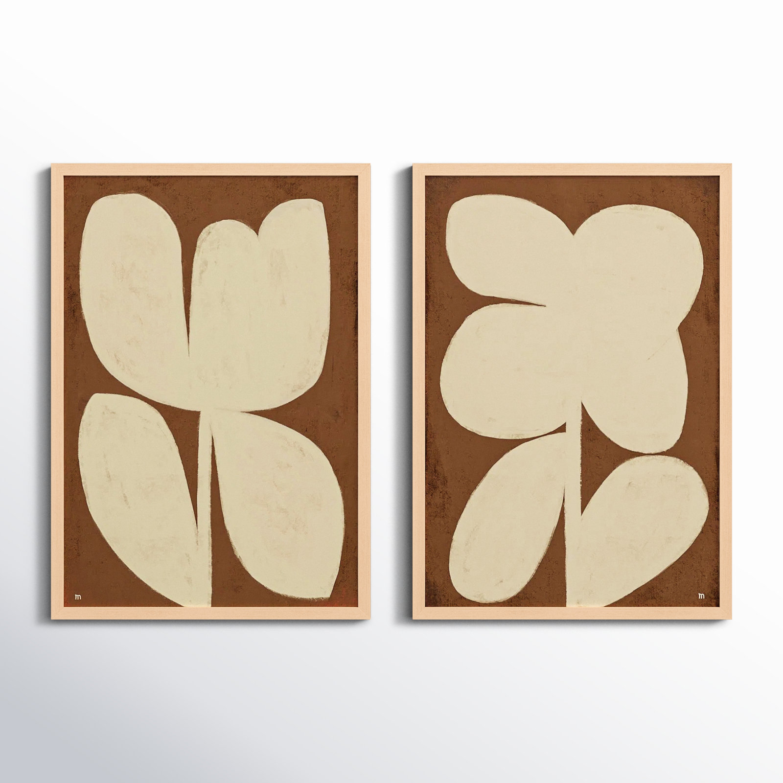 Flower Set Of 2 by StudioM, Maple Framed, 30" H x 21" W x 1.25" D