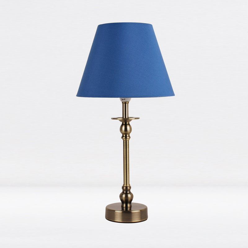 Avocet Metal Lamp, Antique Brass, Blue
