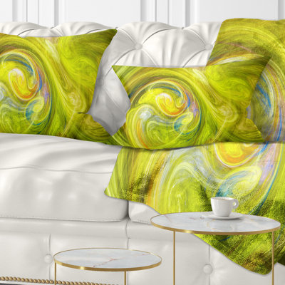 Abstrait jaune fractal - coussin imprimé abstrait