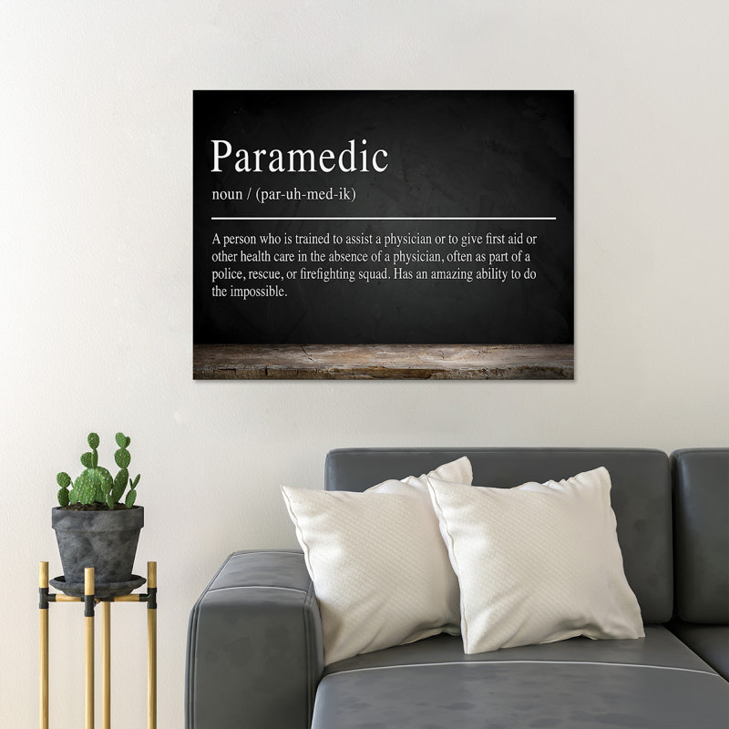 "Définition de l'ambulance" - Art textuel sur toile tendue, H 11 po x l 14 po x P 2 po