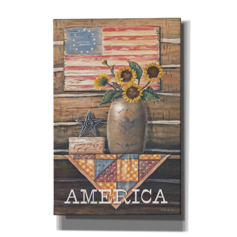 «Rustic America» par Pam Britton, art mural sur toile, H 40 po x l 26 po x P 1,5 po