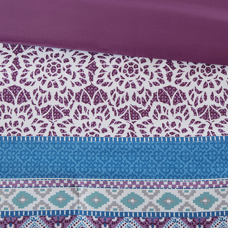 Édredon double / grand Global - rembourrage, microfibre douce, 2 taies décoratives, coussins décoratifs, linge de lit mauve en microfibre Global Print, style