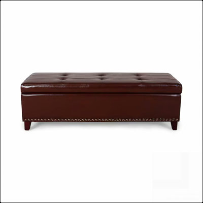 Repose-pieds avec rangement, grand banc de rangement pour repose-pieds de 51 pouces, banc rembourré à l'extrémité du lit avec couvercle à charnières, tabouret long pour repose-pieds dans la chambre du salon