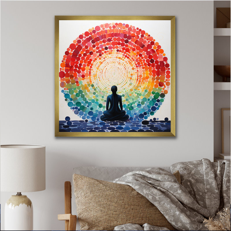 «Colorful Meditation Harmony of Mind» - impression, Cadre doré simple, H 24 po x l 24 po x P 1 po