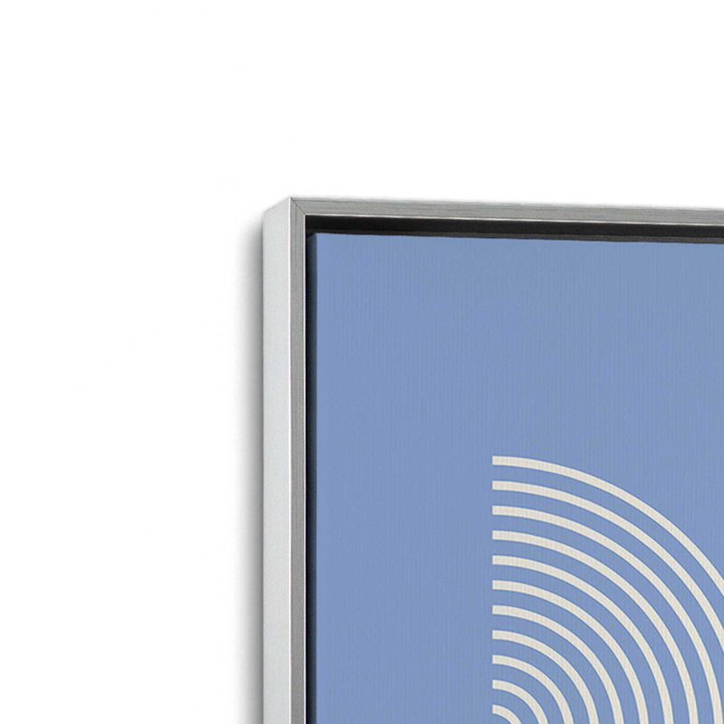 Affiche de composition Bauhaus, Bleu, Cadre flottant en chrome poli, H 30,75 po x l 20,75 po