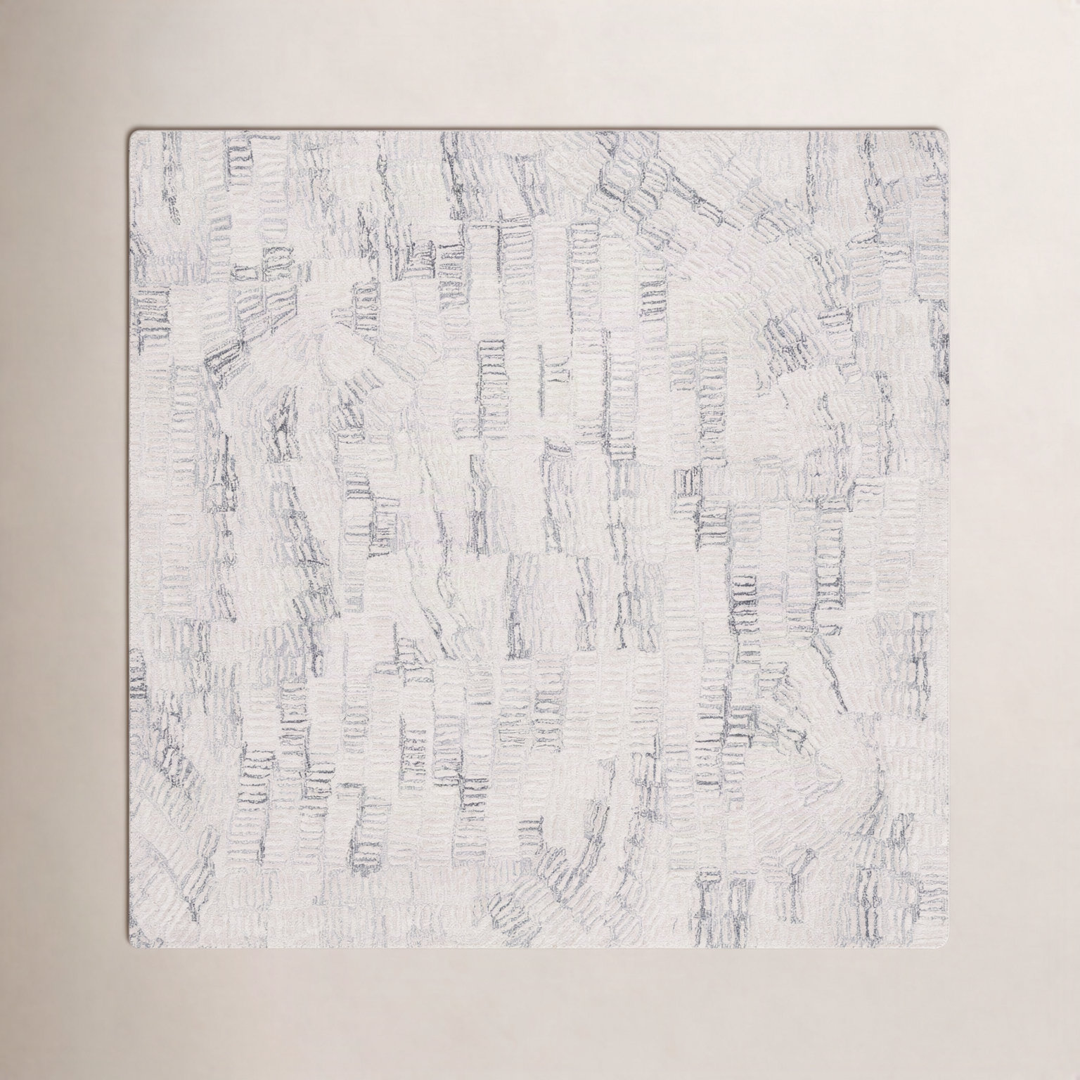 Audrina Gray Ivory Hand-Tufted Abstract Rug, Square 6'